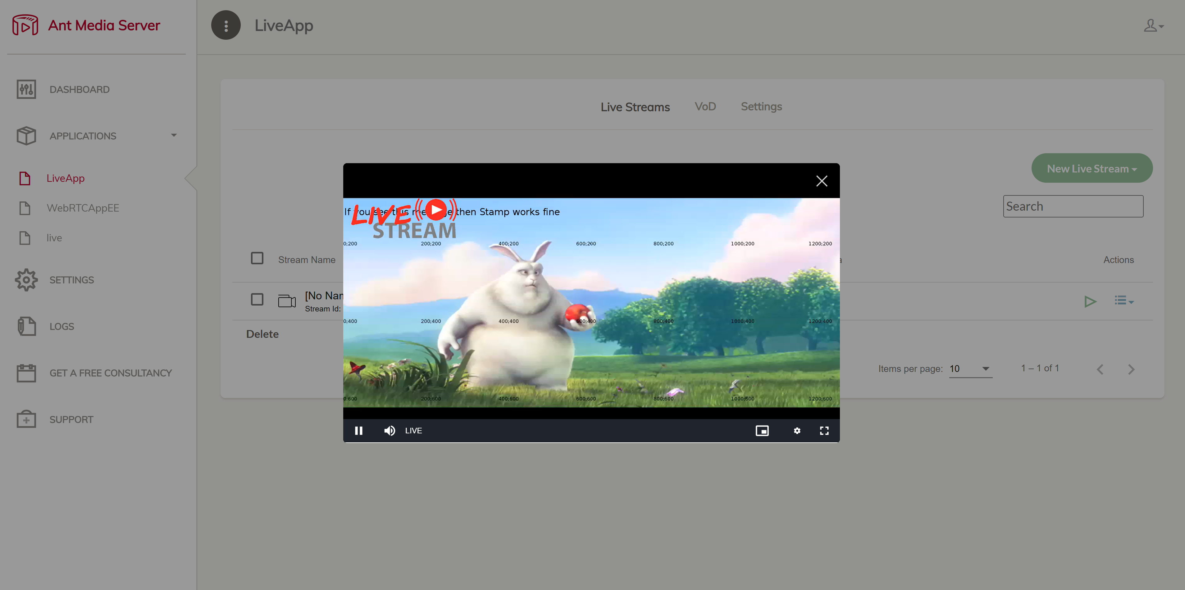 A live stream with a semi-transparent logo watermark in the top-left corner